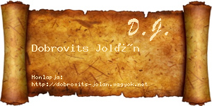 Dobrovits Jolán névjegykártya